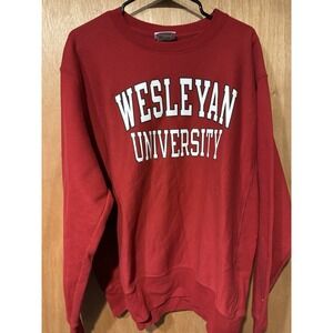Champion Reverse Weave Crewneck Mens Red Wesleyan University Pullover Large